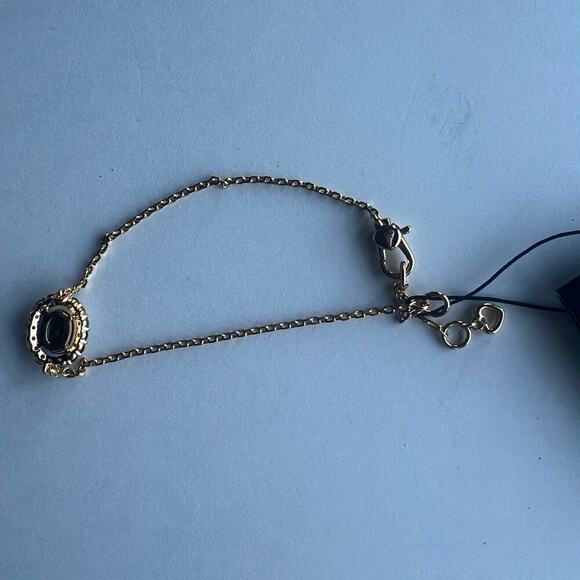 Kate Spade Elegant Gold Tone Chain Emerald Green Crystal Bracelet - Picture 5 of 9